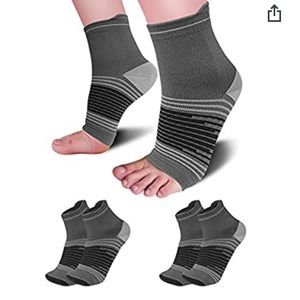 Paplus 2 Pack Compression Foot Sleeves Dark Grey